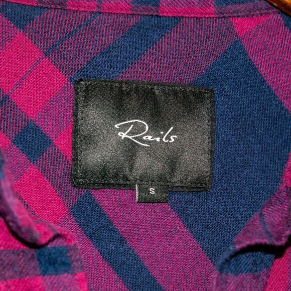 Rails Wine Navy Plaid Jackson Flannel Shirt Women's Size Small - Picture 2 of 8